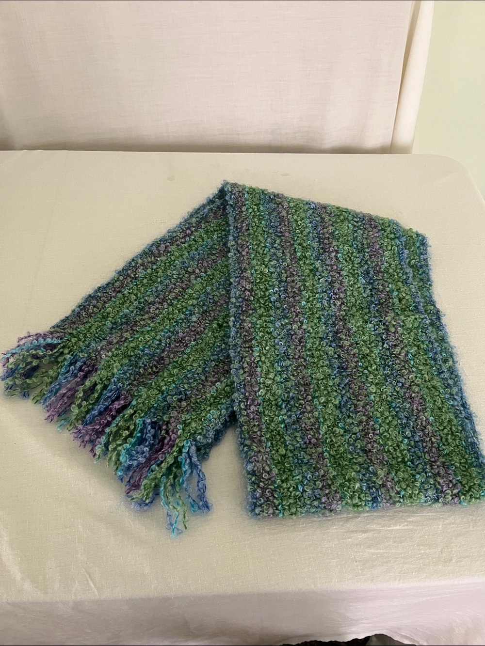Mucros Weavers Irish Mohair & Viscose Scarf - Multicolor Green, Blue, Purple NWT